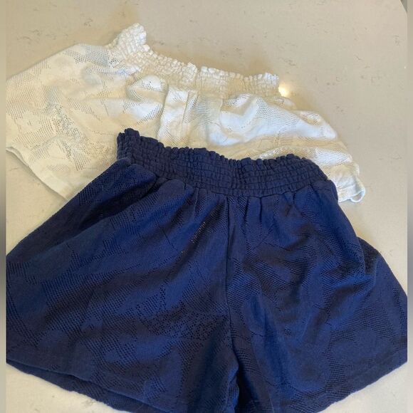 Aerie bundle two pair pull on floral mesh swim shorts white and navy size medium - Picture 2 of 5
